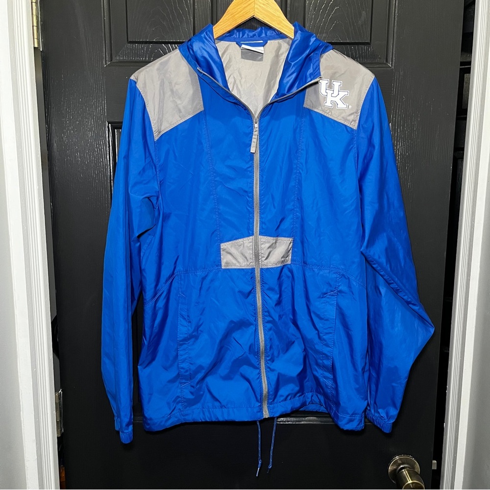Columbia Kentucky Wildcats Windbreaker Jacket Mens Small Blue Rain Pullover